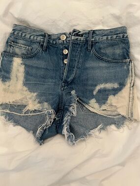 3x1 Distressed Light Blue High-Rise Denim Shorts